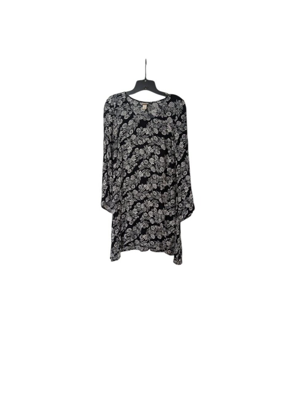 Mossimo Supply Co. Black Floral Flare Sleeve Midi Shift Dress Whimsygoth Sz S